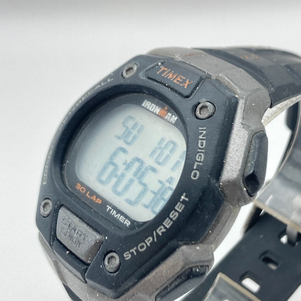 Timex Ironman Men's Watch Digital Gray Black Indiglo 30 Lap Chrono New Battery - Picture 4 of 16